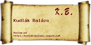 Kudlák Balázs névjegykártya
