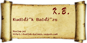 Kudlák Balázs névjegykártya